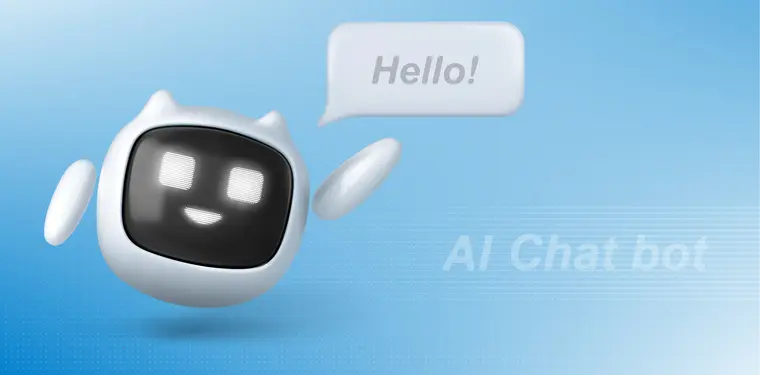 Friendly chatbot robot saying hello